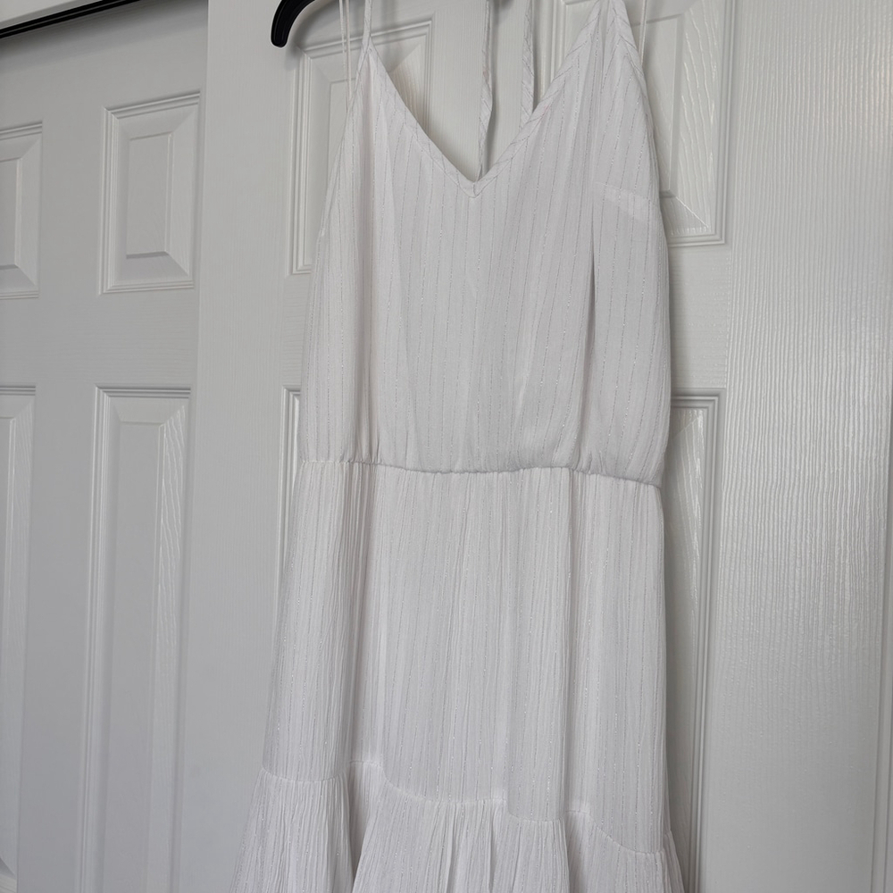 INC International Concepts White & Silver Halter-Neck Tiered Maxi Dress NWT - Picture 6 of 10
